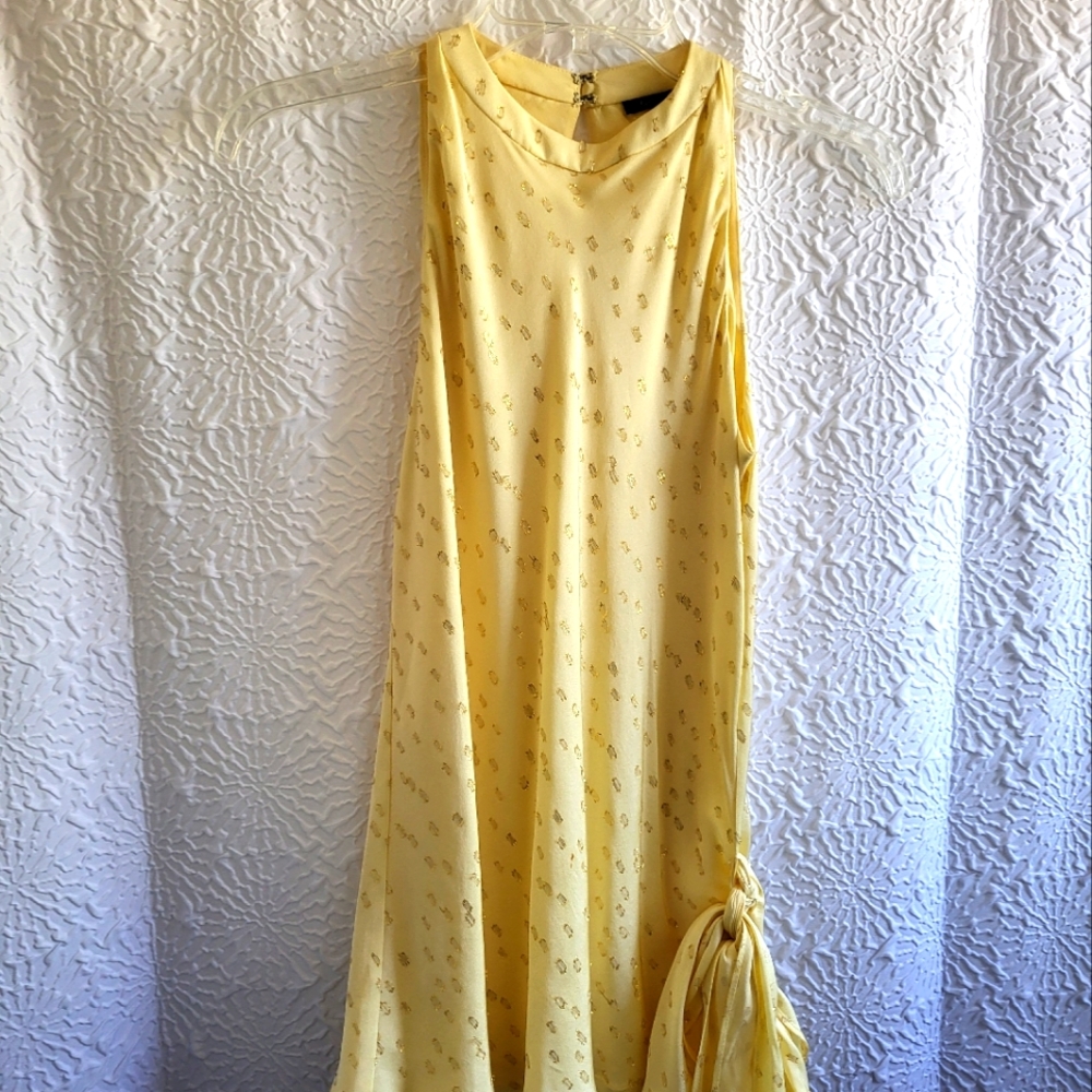 Yellow Sleeveless Dress with Side Tie